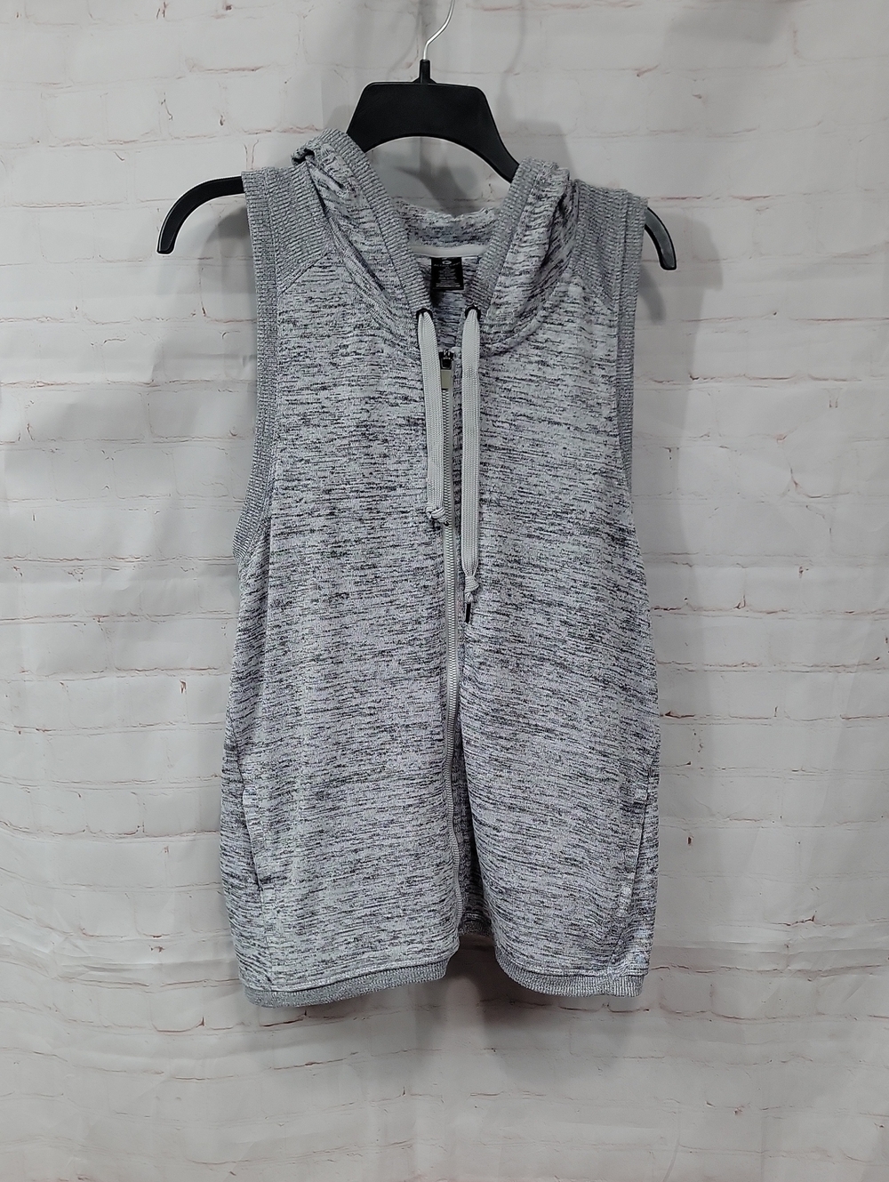 Active Life Gray Marled Sleeveless Hoodie Vest